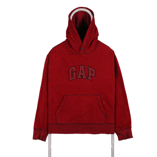 Gap 90's Spellout Logo Fleece Pullover Hoodie XSmall Burgundy Red