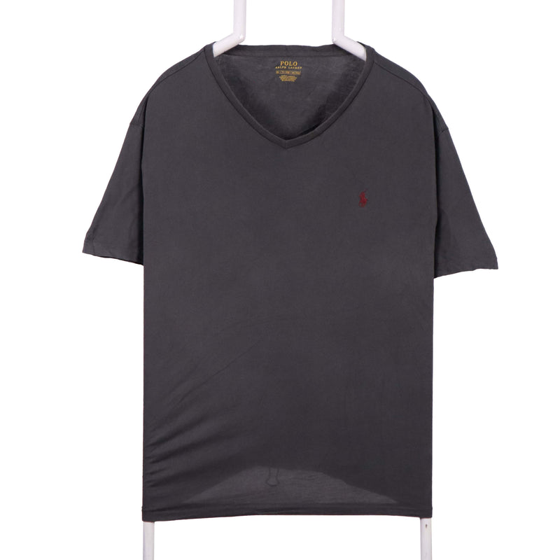 Polo Ralph Lauren 90's Short Sleeve Single Stitch V Neck T Shirt XLarge Grey