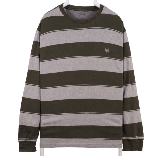 Chaps 90's Striped small logo Sweatshirt XLarge Grey