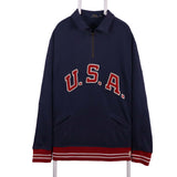 Polo Ralph Lauren 90's USA Quarter Zip Sweatshirt XLarge Navy Blue