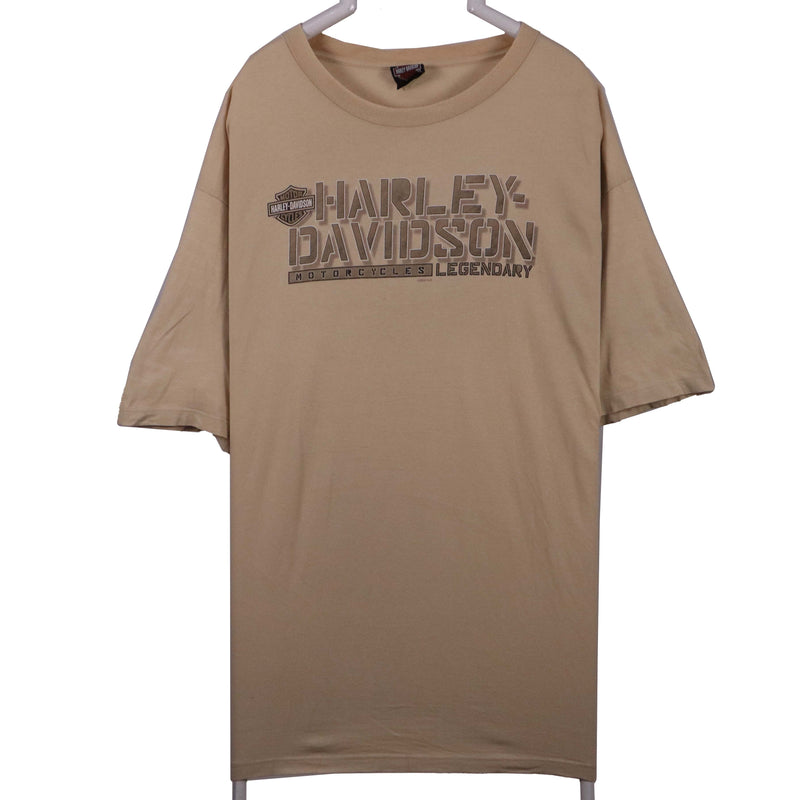 Harley Davidson 90's Graphic Back Print Short Sleeve T Shirt XXXLarge (3XL) Beige Cream