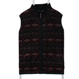 Karen Scott 90's Vest Sleeveless Aztec Zip Up Vests XLarge Black