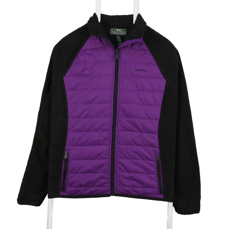 Ralph Lauren 90's Fleece Zip Up Puffer Windbreaker Jacket Large Black