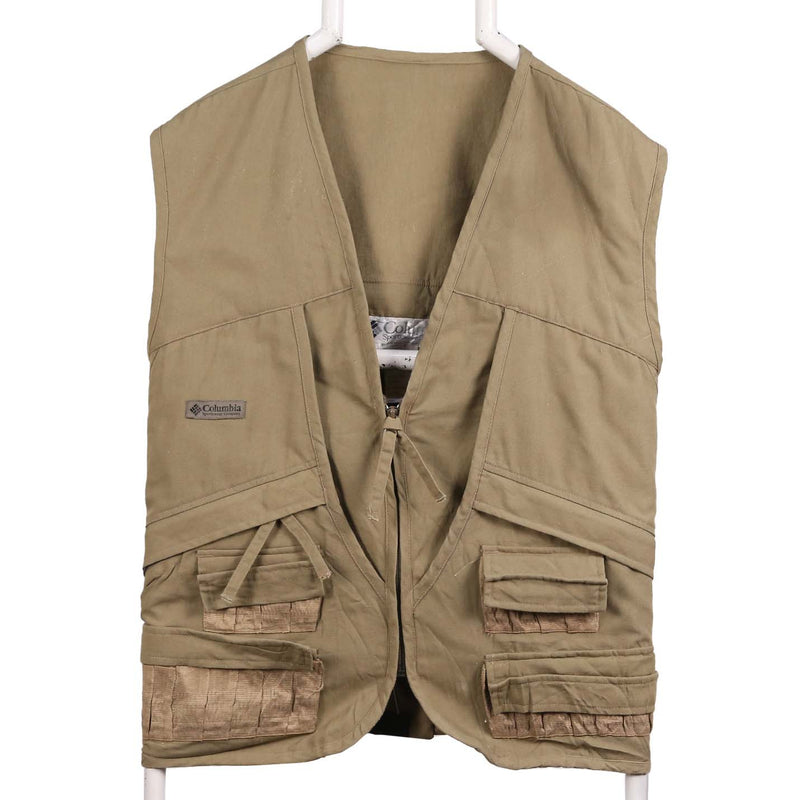 Columbia Sport 90's Utility Tactical Fishing Vest Sleeveless Gilet XLarge Beige Cream