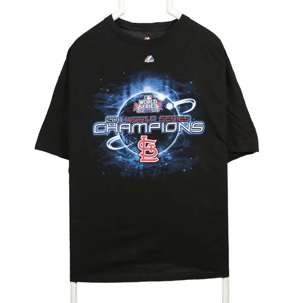 Majestic 90's Short Sleeve Printed T Shirt XLarge Black