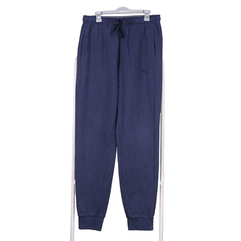 Puma 90's Elasticated Waistband Drawstrings cuffed Single Stitch Trousers / Pants Medium Navy Blue