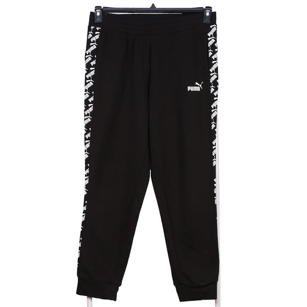 Puma 90's Spellout Logo Elasticated Waistband Drawstrings Joggers / Sweatpants Large Black