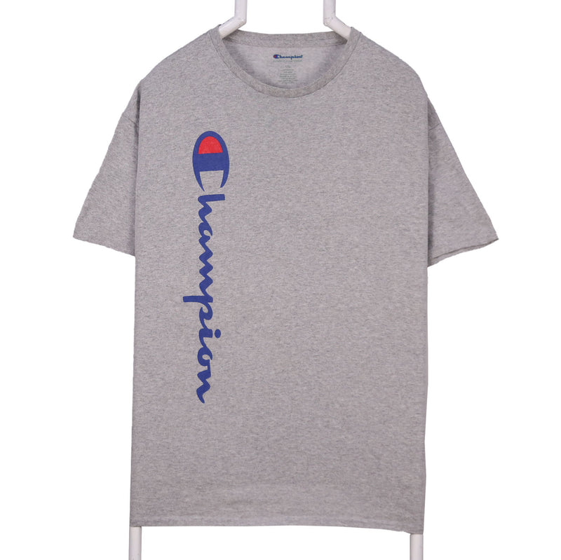 Champion 90's Spellout Logo Short Sleeve Crewneck T Shirt XLarge Grey