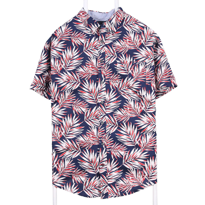 Tommy Hilfiger 90's Hawaiian Pattern Short Sleeve Button Up Shirt XXLarge (2XL) Burgundy Red