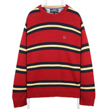 Tommy Hilfiger 90's Knitted Striped Heavyweight Jumper / Sweater XLarge Red