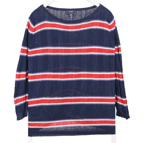 Chaps 90's Crewneck Long Sleeve Striped Jumper XLarge Blue