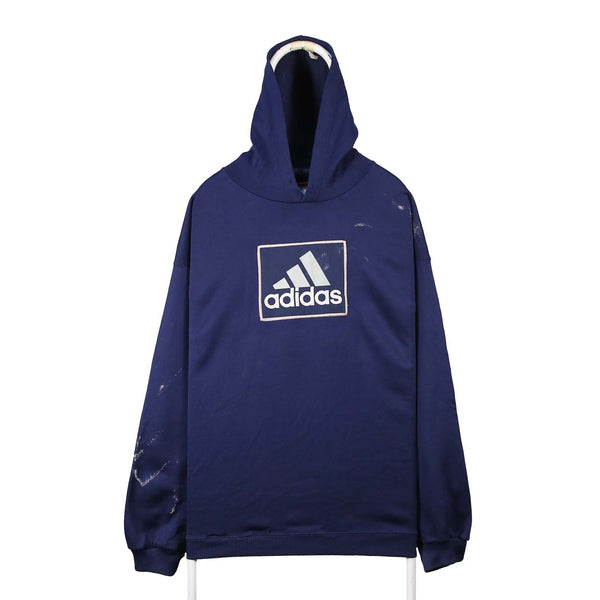 Adidas 90's Printed Pullover Spellout Logo Hoodie XLarge Navy Blue