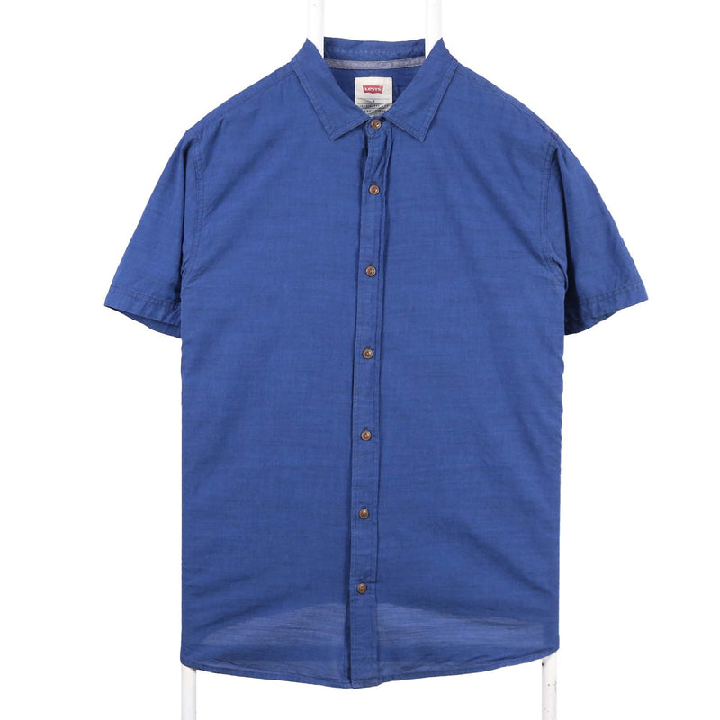 Levi's 90's Plain Short Sleeve Button Up Shirt Medium Blue