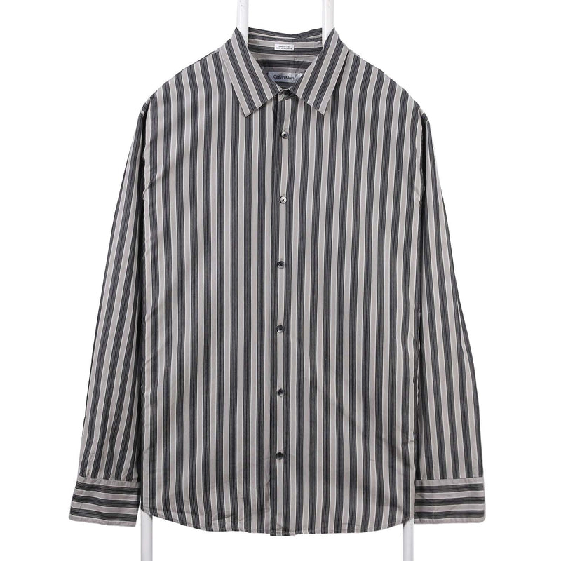 Calvin Klein 90's Striped Long Sleeve Button Up Shirt XLarge Black