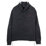 Polo by Ralph Lauren 90's Quarter Button Knitted Long Sleeve Sweatshirt Large Grey