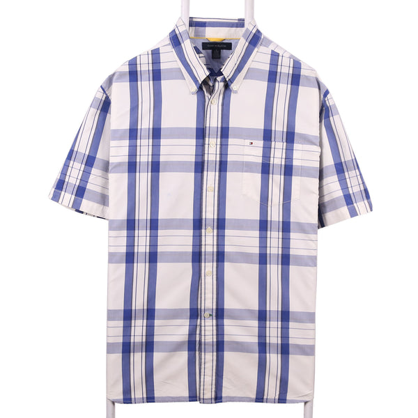 Tommy Hilfiger 90's Check Button Up Short Sleeve Shirt XLarge Blue