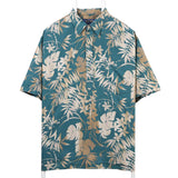ONO & Company 90's Hawaiian Pattern Short Sleeve Button Up Shirt Large Blue