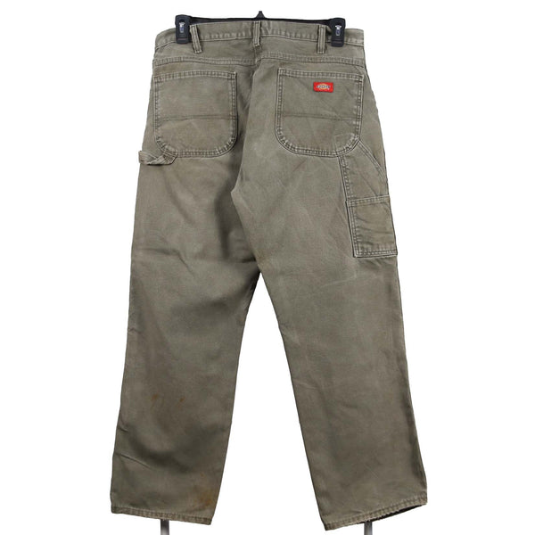 Dickies 90's Cargo Baggy Straight Leg Carpenter Workwear Jeans / Pants 36 Khaki Green