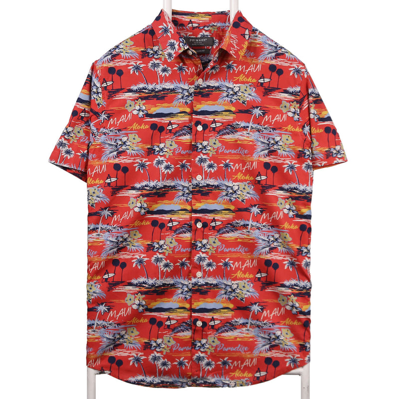 Vintage 90's Hawaiian Pattern Short Sleeve Button Up Shirt Medium Red
