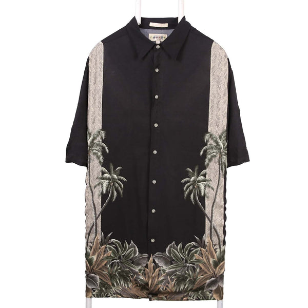 Campia Moda 90's Palm Short Sleeve Button Up Shirt XLarge Black