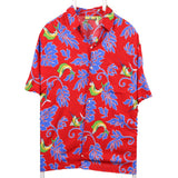 Paradise Gold 90's Hawaiian Pattern Short Sleeve Button Up Shirt Large (missing sizing label) Red
