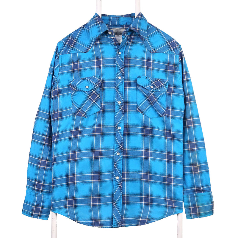 Wrangler 90's Long Sleeve Button Up Check Shirt Medium Blue
