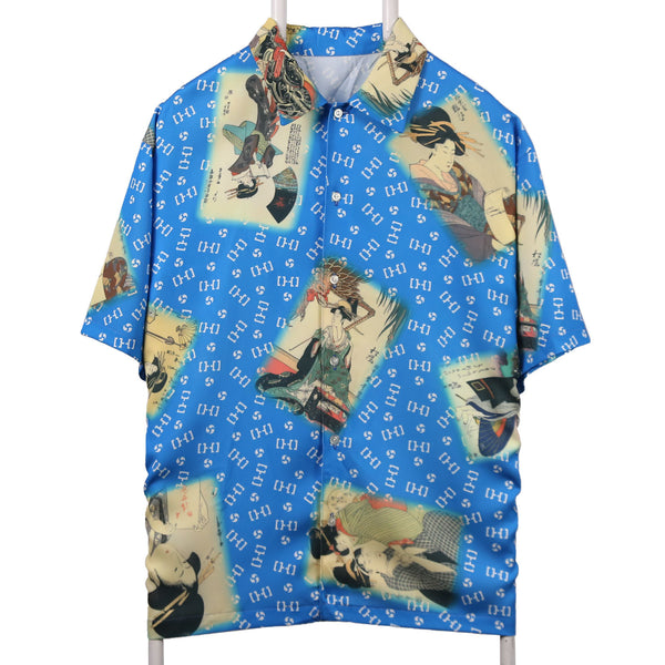 Vintage club 90's Japan Short Sleeve Button Up Shirt Large (missing sizing label) Blue