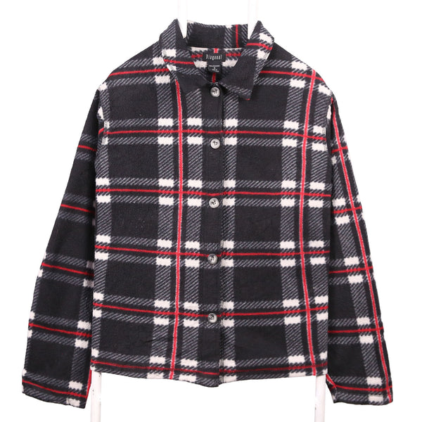 Diagnal 90's Button Up Check Fleece Medium Black