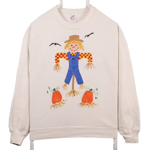 Jerzees 90's Scarecrow Crewneck Sweatshirt Medium White