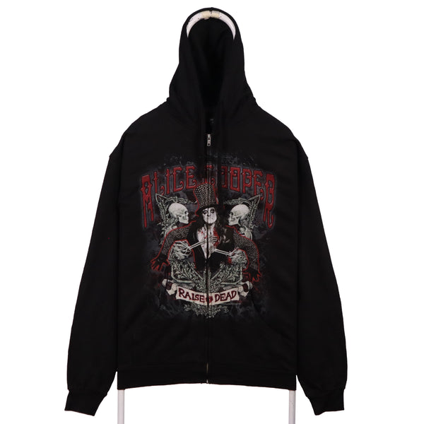 Tultex 90's Hooded Zip Up Printed Hoodie Large Black