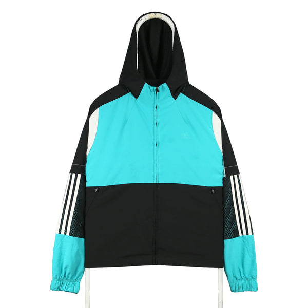 Adidas 90's Waterproof Hooded Nylon Sportswear Windbreaker Jacket Medium Black