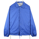 Jerzees 90's Coach Jacket Button Up Back Print Windbreaker Jacket Large Blue