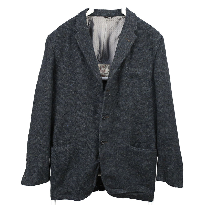 Harris Tweed 90's Tweed Wool Jacket Button Up Blazer Small Navy Blue