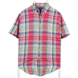 Ralph Lauren 90's Short Sleeve Button Up Check Shirt Small Green