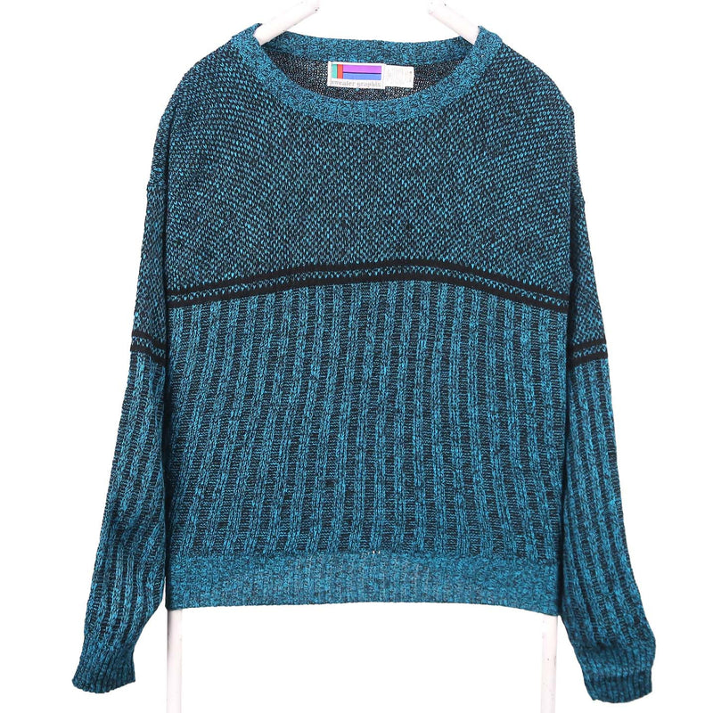 Sweater Graphix 90's Knitted Crewneck Heavyweight Jumper / Sweater Medium Blue