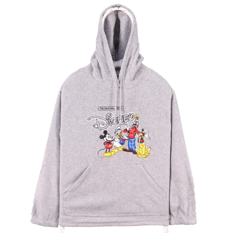 Disney 90's Spellout Logo Fleece Hoodie Medium Grey