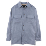Consensus 90's Suede Features Button Up Long Sleeve Shirt Medium Blue