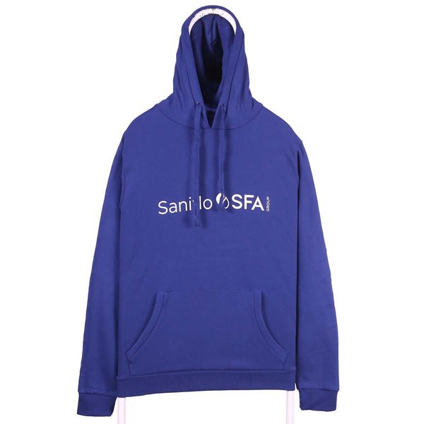 Saniflo 90's Saniflo Graphic Spellout Logo Hoodie Large Blue