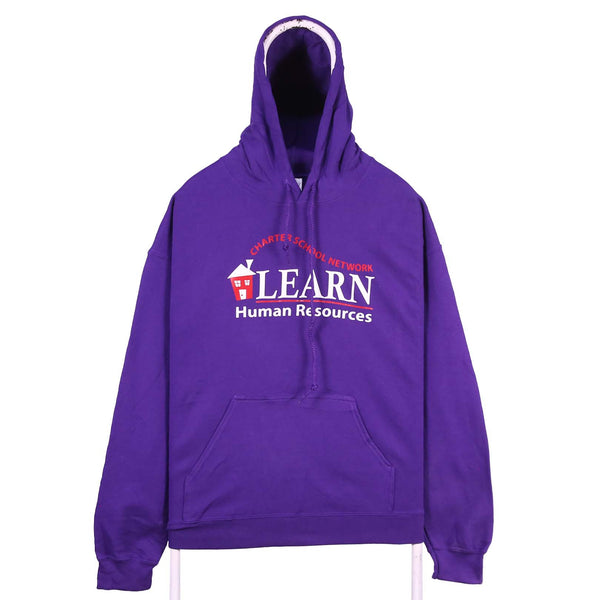 Gildan 90's Hooded Pullover Hoodie Large Purple