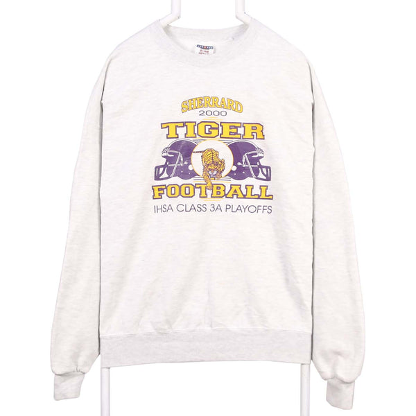 Jerseez 90's College Tigers Football Crewneck Sweatshirt XXLarge (2XL) White