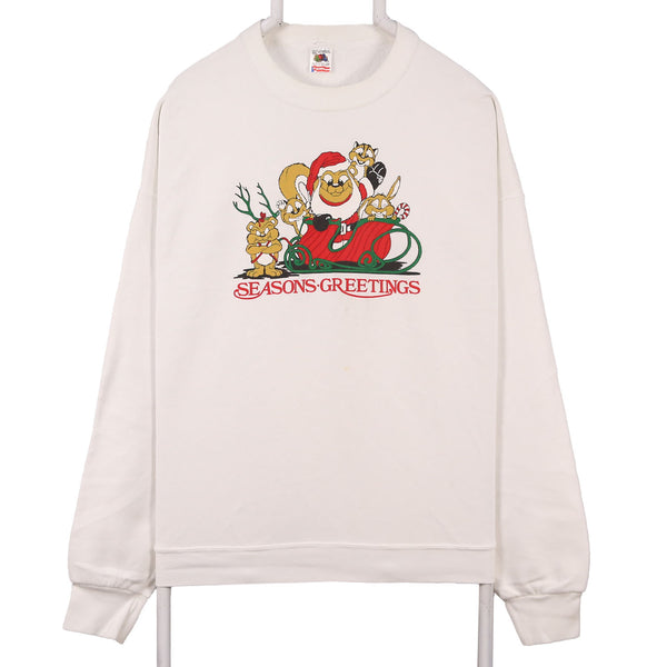 Fruit of the Loom 90's Seasons Greetings Crewneck Sweatshirt XXLarge (2XL) White