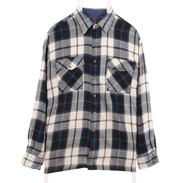 Back Packer 90's Check Long Sleeve Button Up Shirt XLarge Navy Blue