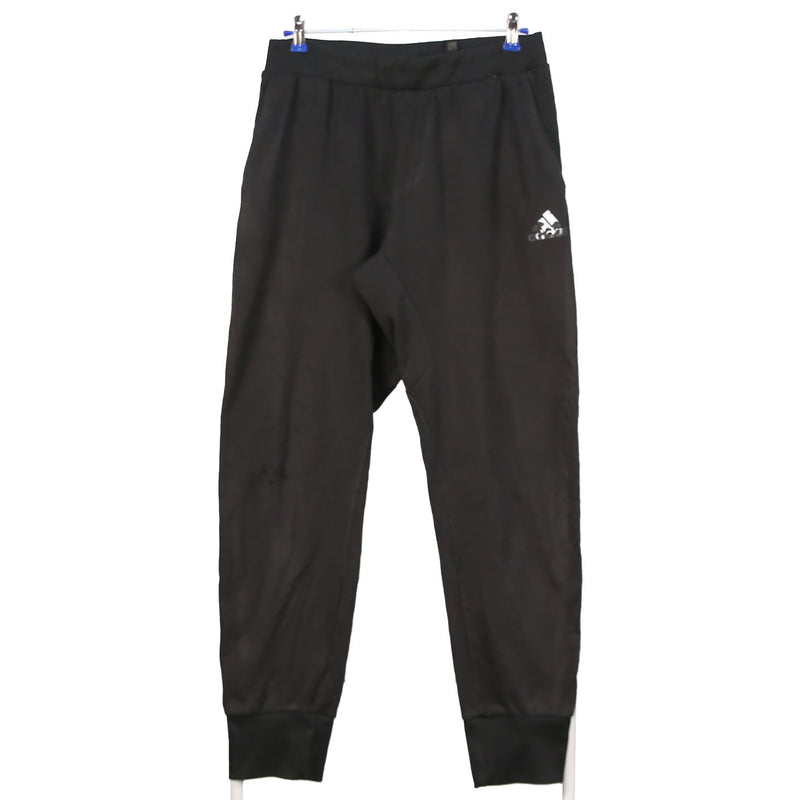 Adidas 90's Drawstring Elasticated Waistband Spellout Logo Joggers / Sweatpants Large Black