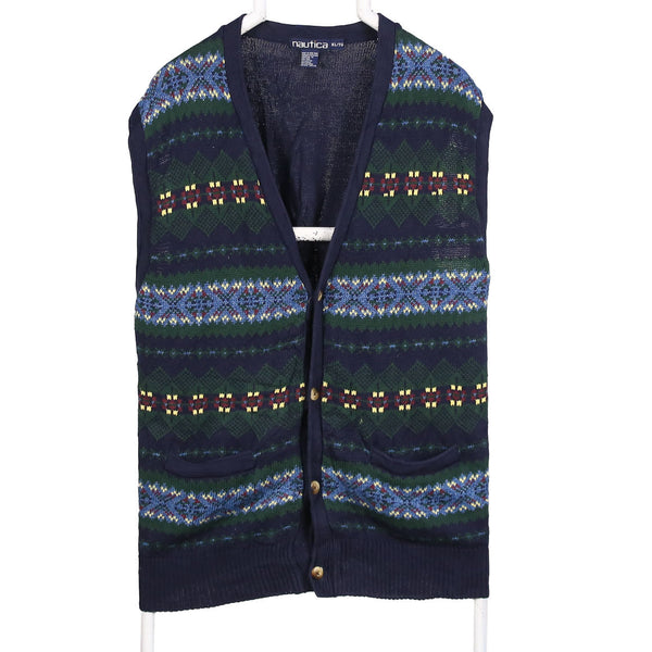 Nautica 90's Knitted Gilet Gilet XLarge Navy Blue