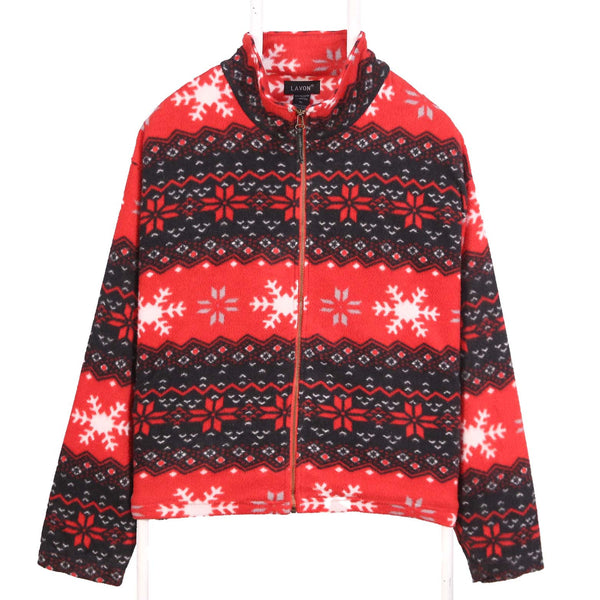 Lavon 90's Aztec Zip Up Fleece XLarge Red