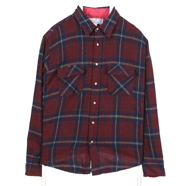 Wild River 90's Wool Overshirt Lumber Jack Long Sleeve Button Up Shirt XLarge Burgundy Red