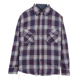 Elkamont 90's Wool Long Sleeve Button Up Check Shirt Large (missing sizing label) Navy Blue