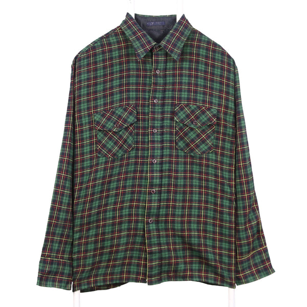 Van Heusen 90's Long Sleeve Button Up Check Shirt XLarge Green