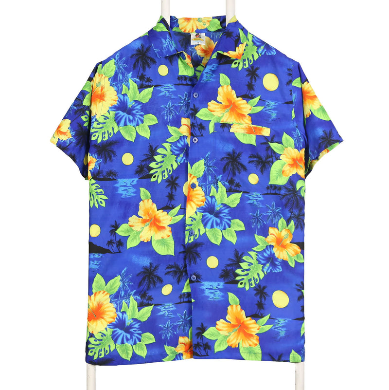 Rima 90's Hawaii Short Sleeve Button Up Shirt Small Blue