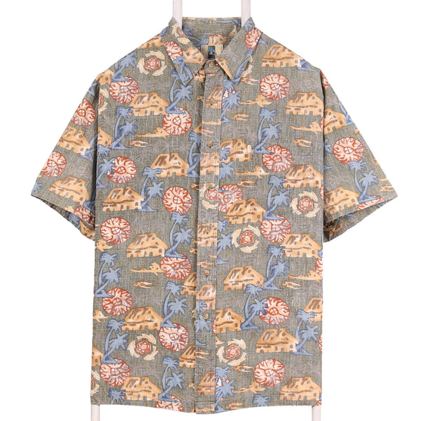 KAHALA 90's Graphic Short Sleeve Button Up Shirt XLarge Brown